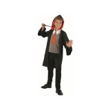 Costum de vrajitor pentru copii halat cu gluga, vesta cu cravata, pantaloni marime 110 /120 (5-6 Ani)