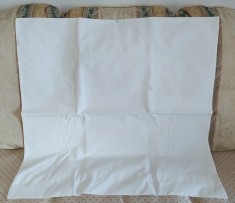 Fata de perna, Vintage din bumbac cu broderie manuala- Flori de liliac