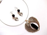 Set pandantiv si cercei cu onix 46652