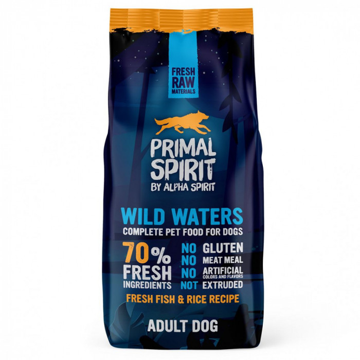Primal Spirit Dog 70% Wild Waters &ndash; pește de mare 12kg