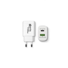 &Icirc;ncărcător Prio Fast Charger 25W PD PPS (USB C) + QC 3.0 (USB A), Alb