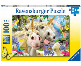 Puzzle 100 piese - XXL - Don&#039;t Worry, Be Happy - Selfie Unicorns | Ravensburger