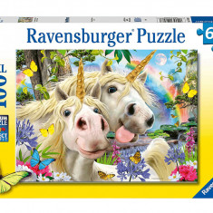 Puzzle 100 piese - XXL - Don't Worry, Be Happy - Selfie Unicorns | Ravensburger