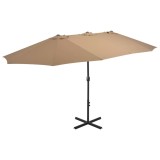 VidaXL Umbrelă soare exterior cu st&acirc;lp aluminiu gri taupe 460x270 cm