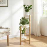 Suport plante Sastamala 78x32x32cm natur/alb cu 3 rafturi rotunde [en.casa] HausGarden Leisure, [en.casa]