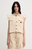 Alpha Industries vestă din bumbac Sailor Vest Wmn culoarea bej, de tranziție, 156004
