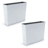 Set 2 jardiniere decorative, imitatie ratan, alb, 58x18x49.8 cm, Rato Case, Prosperplast