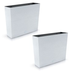 Set 2 jardiniere decorative, imitatie ratan, alb, 58x18x49.8 cm, Rato Case foto