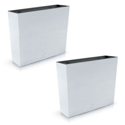 Set 2 jardiniere decorative, imitatie ratan, alb, 58x18x49.8 cm, Rato Case GartenVIP DiyLine foto