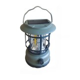 Lampa portabila camping, Felinar Vintage, ABS, Iluminare 30 COB LED, Intensitate reglabila, Acumulator inclus, Incarcare Solara si USB, 5W, eMazing, V