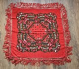 ESARFA - BATIC VINTAGE DIN CASMIR CU FRANJURI DIN V&Acirc;SCOZĂ