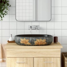 vidaXL Lavoar de blat, gri ?i negru, 59x40x14 cm, ceramica, oval foto