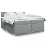 Cumpara ieftin Pat box spring cu saltea, gri deschis, 200x200 cm, textil