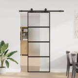 vidaXL Ușă glisantă cu set feronerie neagră 76x205cm sticlă securizată
