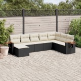 VidaXL Set mobilier de grădină cu perne, 8 piese, negru, poliratan 3227085