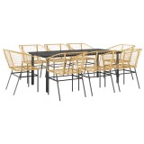 Cumpara ieftin Set de sufragerie de gradina 9 piese sticla maro din poli ratan