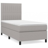Cumpara ieftin Pat continental cu saltea, gri deschis, 80x200 cm, textil