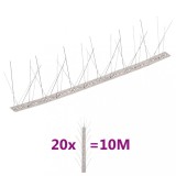 VidaXL Set bandă cu țepi antipăsări cu 5 r&acirc;nduri, 20 buc., oțel, 10 m