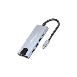 Adaptor Hub Qoltec USB-C 5&icirc;n1 | USB-C PD 100W | 2x USB | HDMI 4K | RJ45