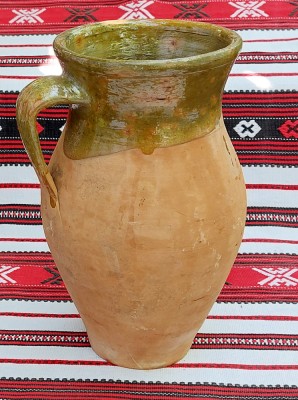 Ulcea de 2 litri de lut ars (3), ceramica traditionala romaneasca vechime 75 ani foto
