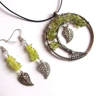 Set peridot colier si cercei, set arborele vietii 38565