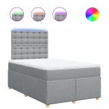 Cumpara ieftin Pat box spring cu saltea, gri deschis, 120x190 cm, textil