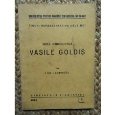 Ion Clopotel - Vasile Goldis Nota introductiva {1934}