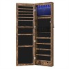 Dulap de perete cu oglinda pentru bijuterii, Artool, MDF, raft inferior, maro rustic, 37x10x120 cm, Leobert