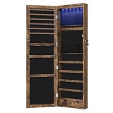 Cumpara ieftin Dulap de perete cu oglinda pentru bijuterii, Artool, MDF, raft inferior, maro rustic, 37x10x120 cm, Leobert