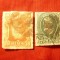 2 Timbre Brazilia 1877 nedantelat 10r si 100r stampilate