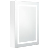 Dulap de baie cu oglinda si LED, alb stralucitor, 50x13x70 cm