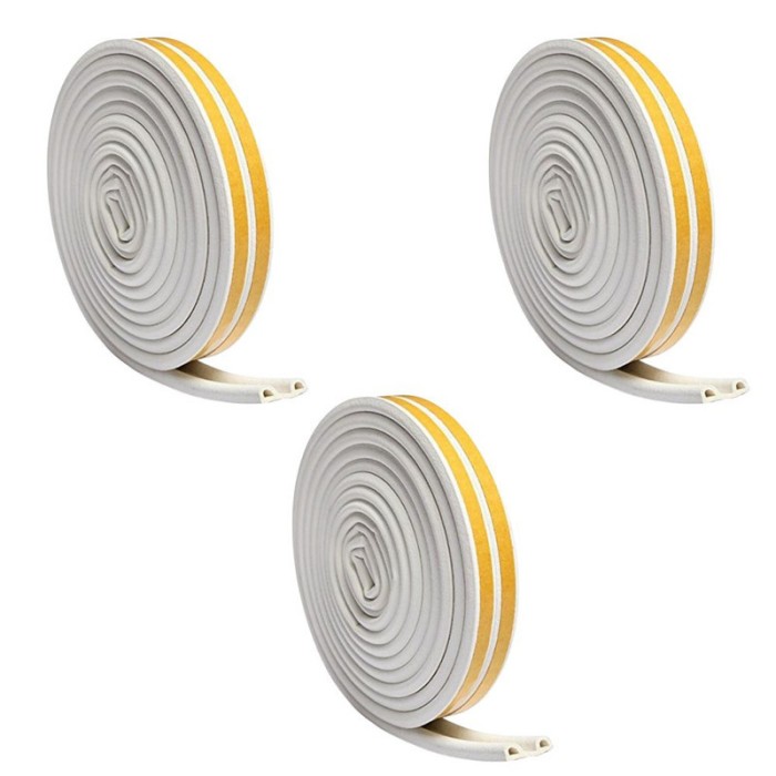 Set 3 buc, Banda autoadeziva pentru etansarea usilor si ferestrelor, Profil P, 9mm x 5.5mm, Rezistenta UV, Cauciuc EPDM, 6 m, Alb