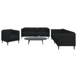 VidaXL Set de canapele, 3 piese, negru, textil