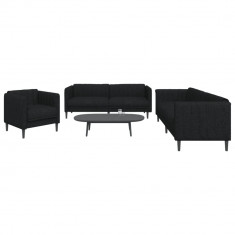 Set de canapele, 3 piese, negru, textil GartenMobel Dekor foto