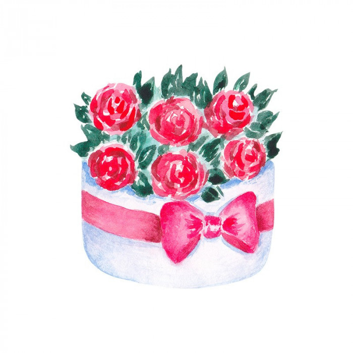 Sticker decorativ Buchet de Trandafiri, Rosu, 57 cm, 3424ST