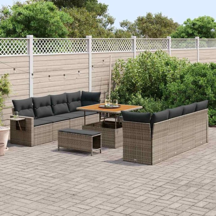 vidaXL Set de canapele pentru grădină 11 pcs Gri 100 x 100 x 71 cm