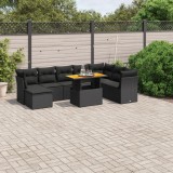 Cumpara ieftin Gossi set mobilier de gradina cu perne, 9 piese, negru, poliratan