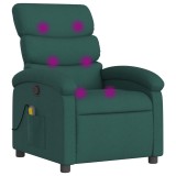Cumpara ieftin Fotoliu reclinabil cu masaj, verde inchis, material textil