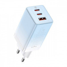 Incarcator Baseus GaN3 Pro, USB si 2x USB-C, Quick Charge 4.0, 65W, Cablu USB-C inclus, Albastru foto