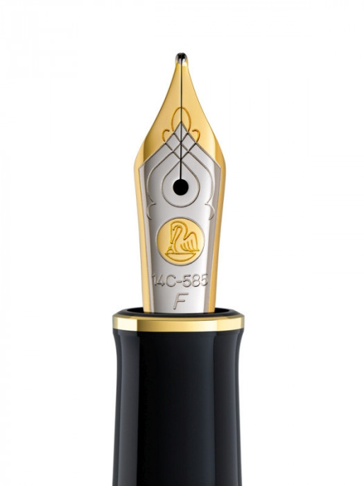 Penita f din aur de 14k/585 ornament din rodiu pentru stilou m400 bicolora