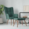 VidaXL Scaun de relaxare cu taburet, verde &icirc;nchis, catifea 328064