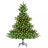 Brad artificial de Crăciun Nordmann cu LED-uri, verde, 210 cm