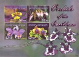 Timbre Grenada Carriacou: Orhidee Caraibe, Colita Nestampilata - Straine Dupa 1950