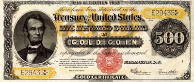 500 dolari 1922 Reproducere Bancnota USD , Dimensiune reala 1:1 foto