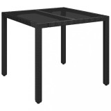 Cumpara ieftin Masa gradina cu blat din sticla, negru, 90x90x75 cm, poliratan