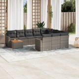 vidaXL Set canapele de grădină cu perne, 11 piese, gri, poliratan 3256641