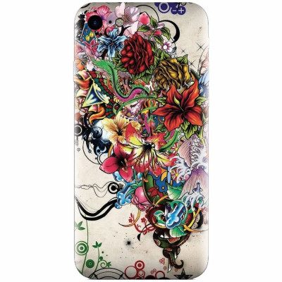 Husa silicon pentru Apple Iphone 5c, Abstract Flowers Tattoo Illustration foto
