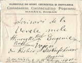 A3141N Plic cu antet Fabricile de spirt, cherestea și distileria Constantin Cantacuzino Pașcanu, Dag&acirc;ța, Roman