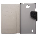 Husa tip carte cu stand neagra pentru Huawei Ascend G740 (Orange Yumo)