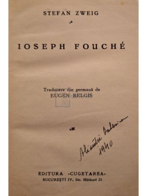 Stefan Zweig - Joseph Fouche (Editia: Editie interbelica ) foto